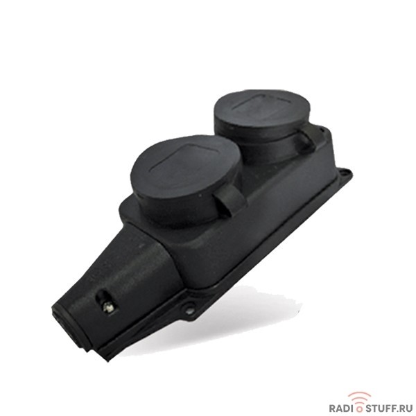 UNIVersal Розетка двухместная настенная с заглушками c заземлением каучук 16А 250В IP44 (1027)